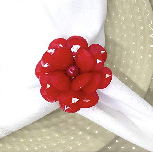 Charlo's Set of 4 Red Delicate Flower Napkin Rings for Wedding, Thanksgiving, Christmas, Wedding, Banquet, Birthday-4
