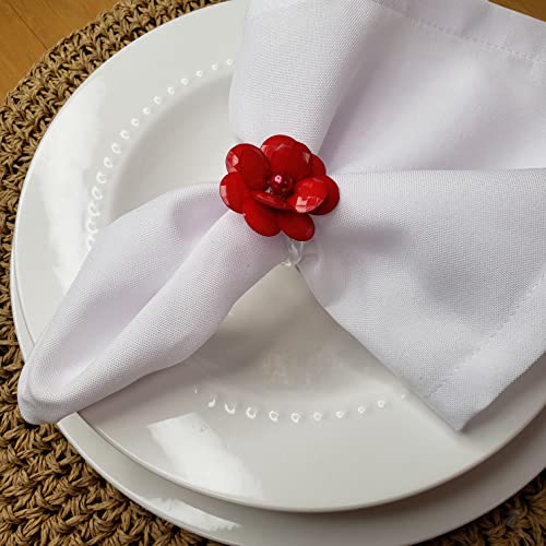 Charlo's Set of 4 Red Delicate Flower Napkin Rings for Wedding, Thanksgiving, Christmas, Wedding, Banquet, Birthday-0