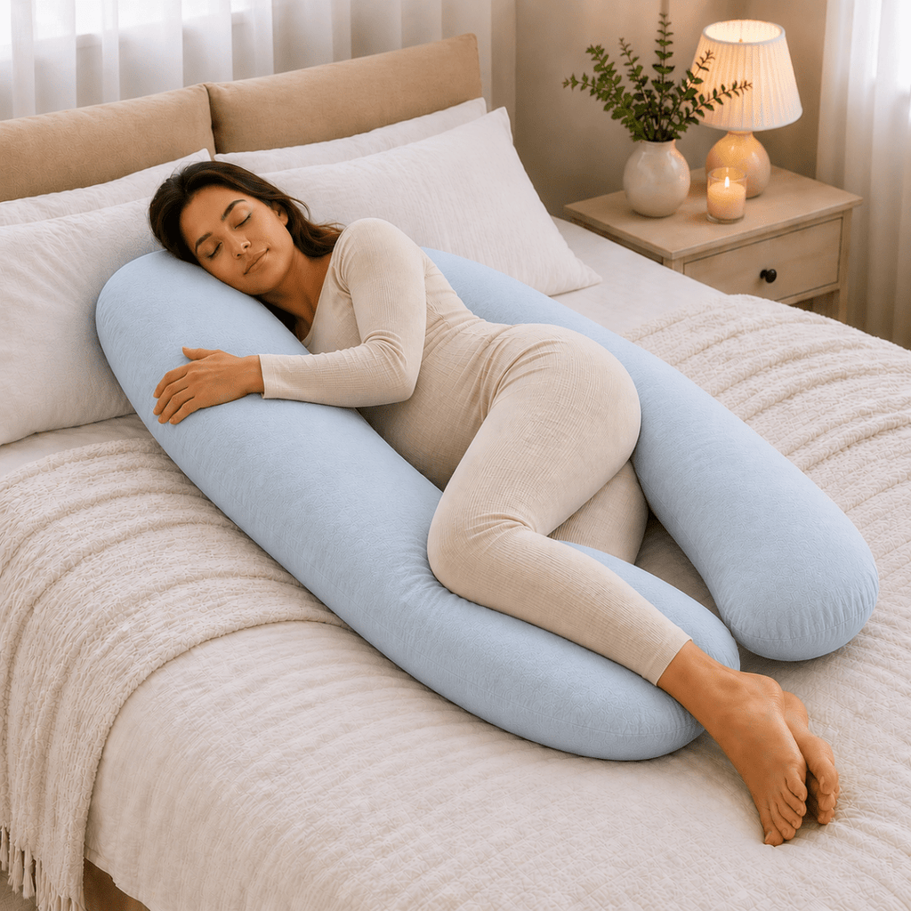 9 Ft Maternity Pillow And Case - Light Blue-0
