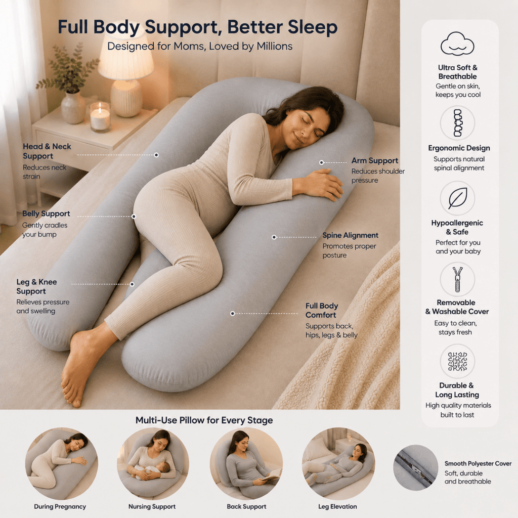 9 Ft Maternity Pillow And Case - Light Blue-1