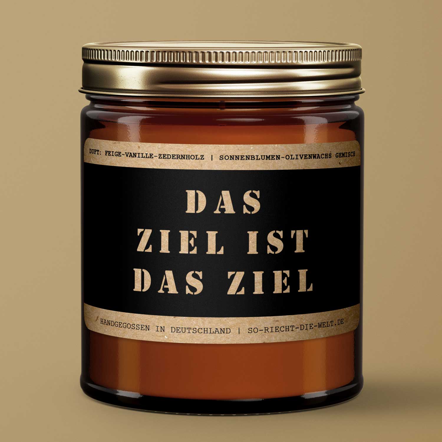 Motivations-Botschaft Kerze "Das Ziel ist das Ziel" Duft: Feige-Vanille-Zedernholz-0