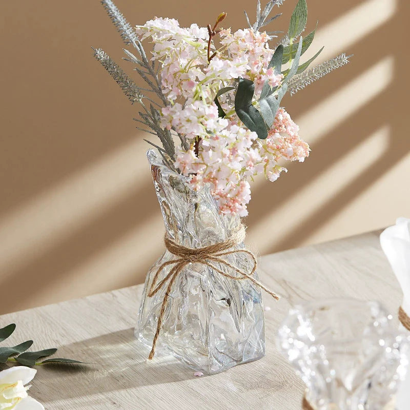 Wrinkled Glass Vase with Twine – Holographic / Frosted / Clear Finish-2