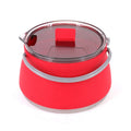 1L Folding Silicone Camping Kettle Pot Red-0