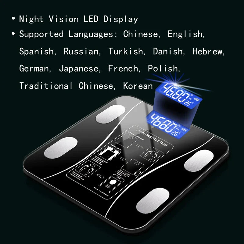 Smart Body Fat Scale Bluetooth Black-3