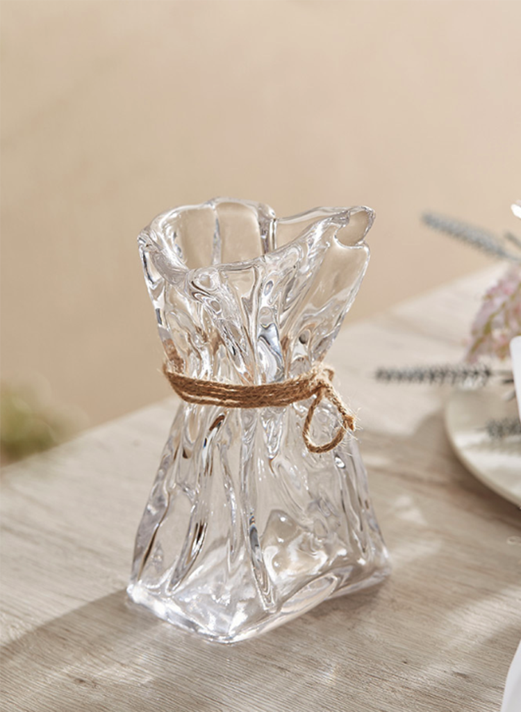 Wrinkled Glass Vase with Twine – Holographic / Frosted / Clear Finish-4