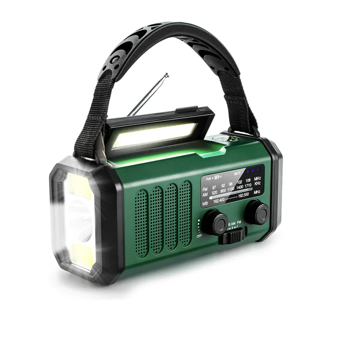 10000mAh Solar Hand Crank Emergency Radio Green-0