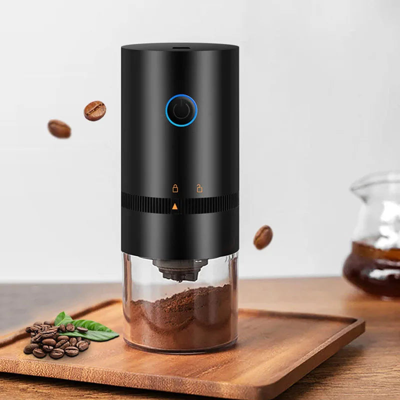 Portable USB C Rechargeable Coffee Grinder Ceramic Burr Mill Black-1