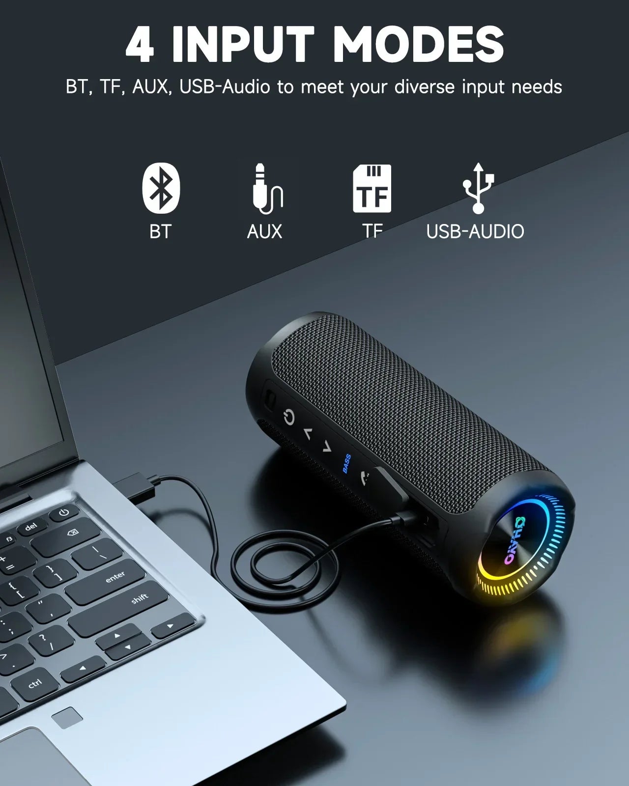 Bluetooth Speaker Dazzling Lights Black-2