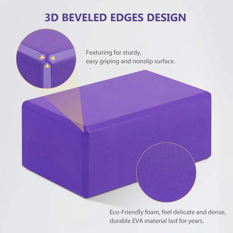 Yoga Block & Strap Set EVA Foam Non-Slip Blocks (Purple)-2