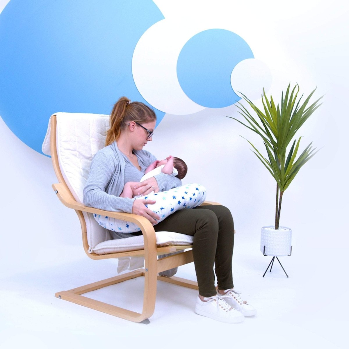 Breast Feeding Maternity Nursing Pillow - Little Star Blue-4