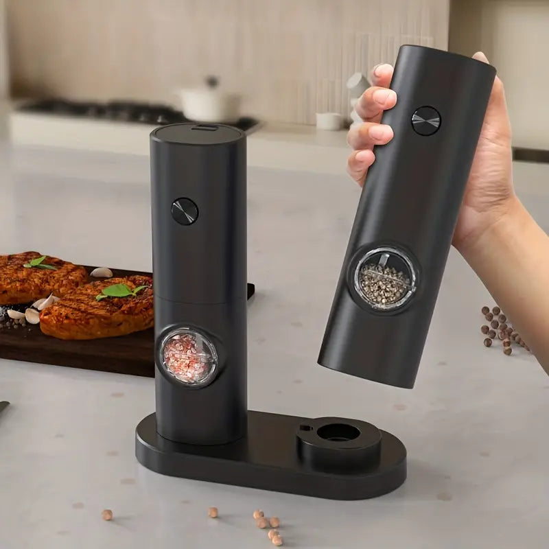 Electric Pepper Grinder Set - 2pcs Household Sea Salt Ginders-3