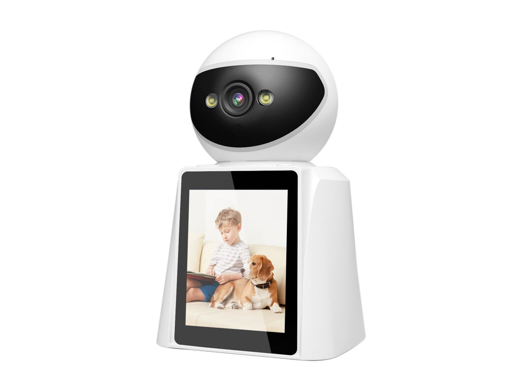 Techancy SH043 Câmara Inteligente com Ecrã, 1080P, Rotação 360°, Visão Noturna, Chamadas de Vídeo e Voz Bidirecionais, Ligação WiFi, Deteção Humana — Branco-0