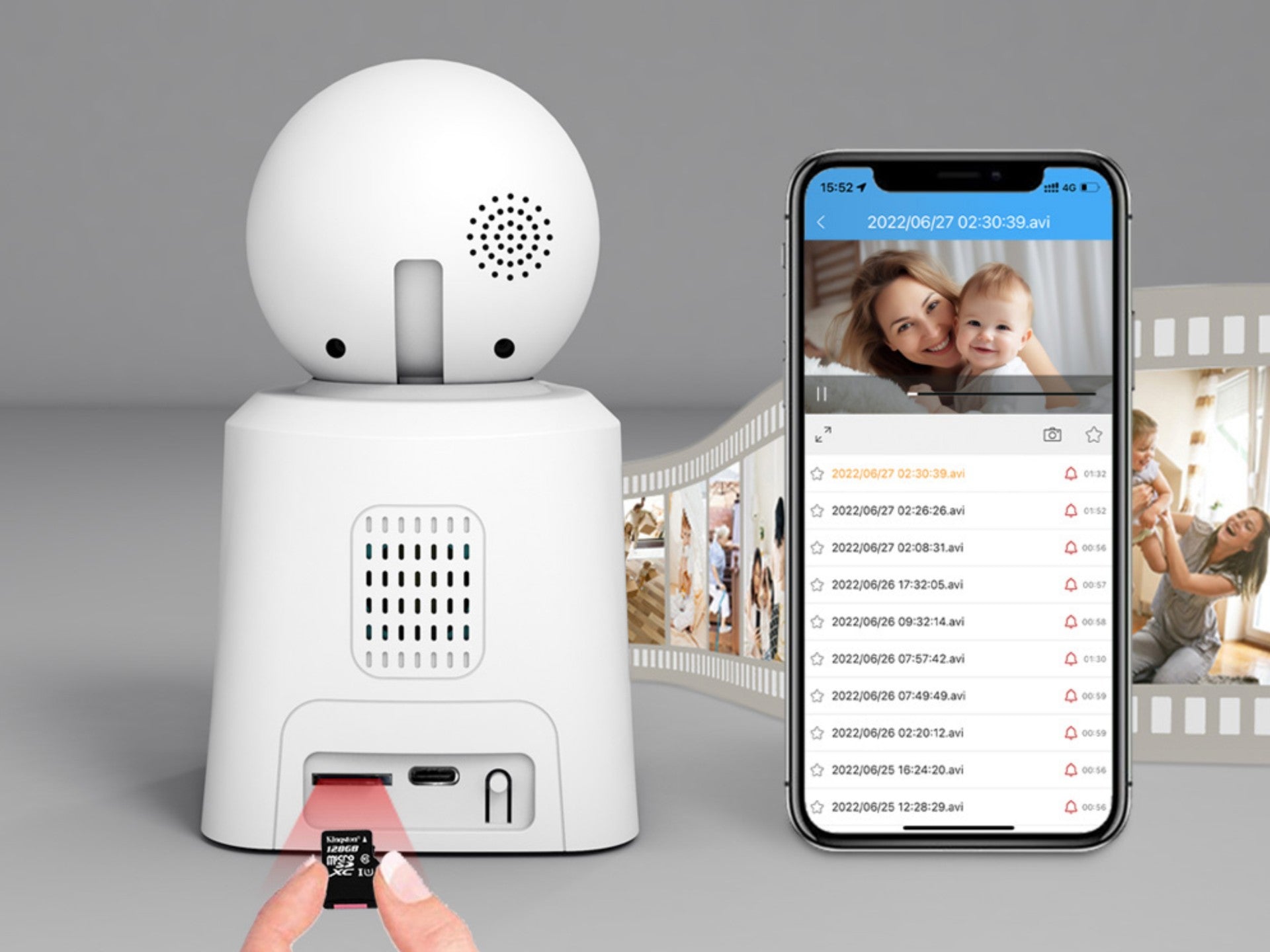 Techancy SH043 Câmara Inteligente com Ecrã, 1080P, Rotação 360°, Visão Noturna, Chamadas de Vídeo e Voz Bidirecionais, Ligação WiFi, Deteção Humana — Branco-1