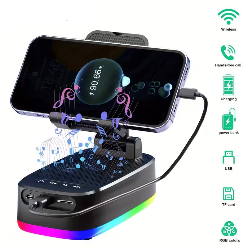 Wireless Speaker with Phone Holder and Power Bank-2