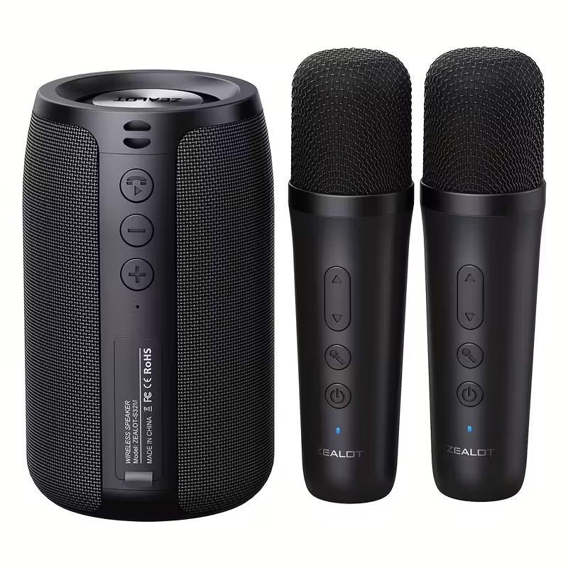 Wireless Speaker with Dual Karaoke Microphones-0