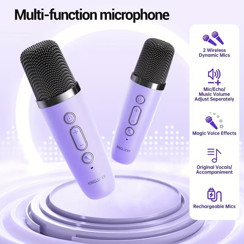 Wireless Mini Karaoke Machine with Microphones-4