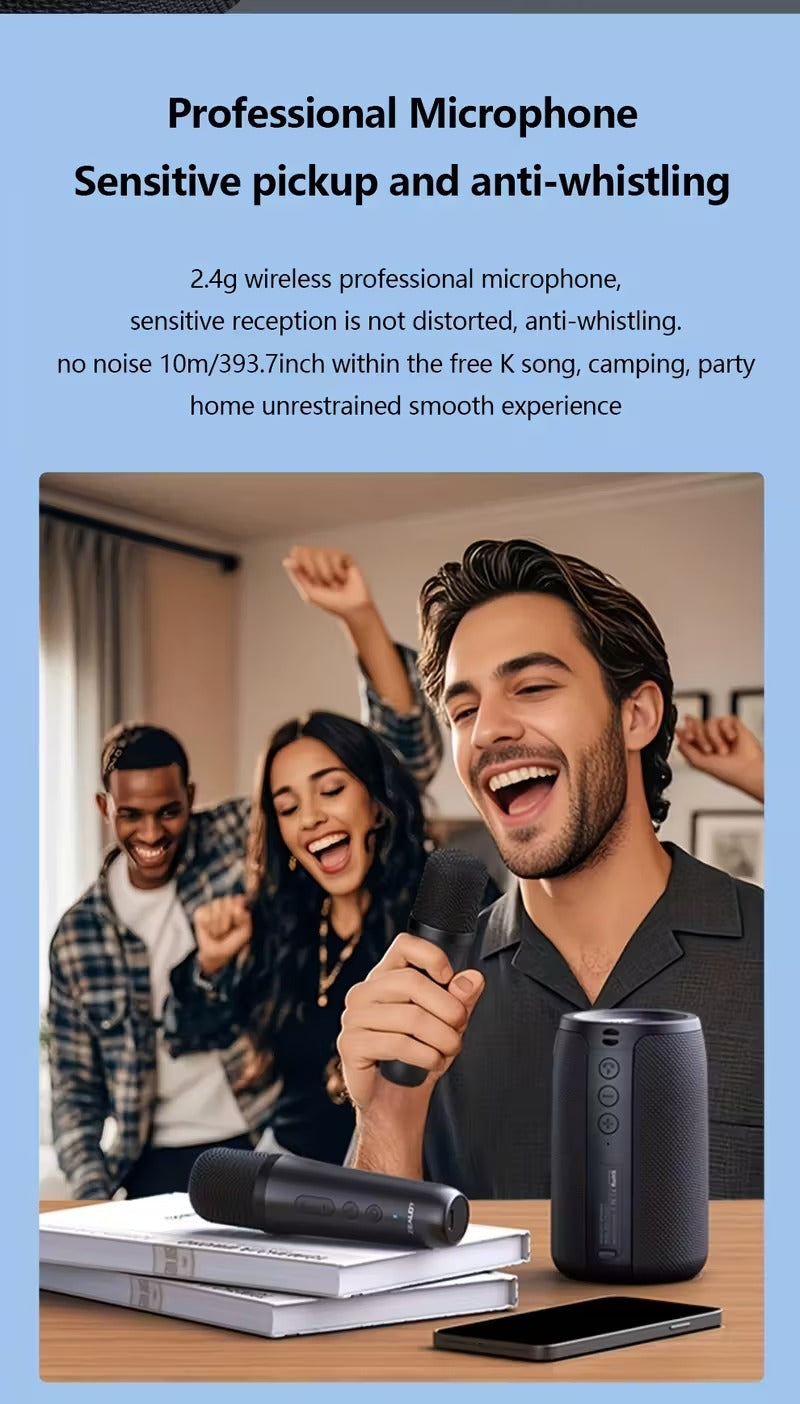 Wireless Speaker with Dual Karaoke Microphones-4