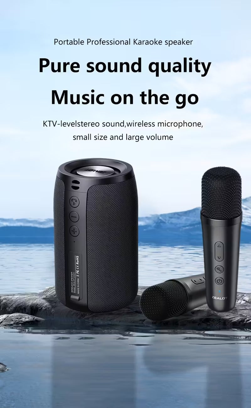 Wireless Speaker with Dual Karaoke Microphones-2