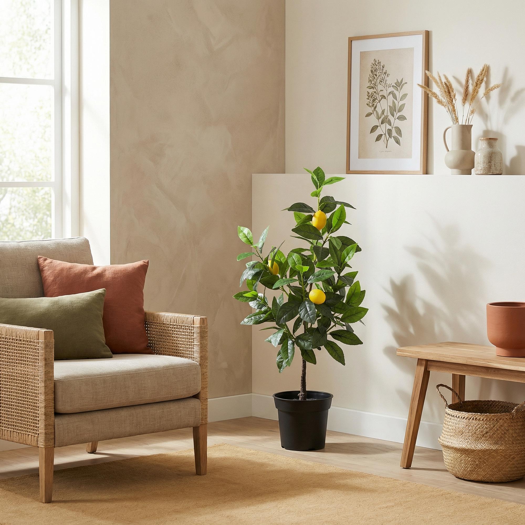 Kunstpflanze Zitronenbaum 65cm – künstlicher Lemon Tree – realistische Blätter & Zitronenoptik-2