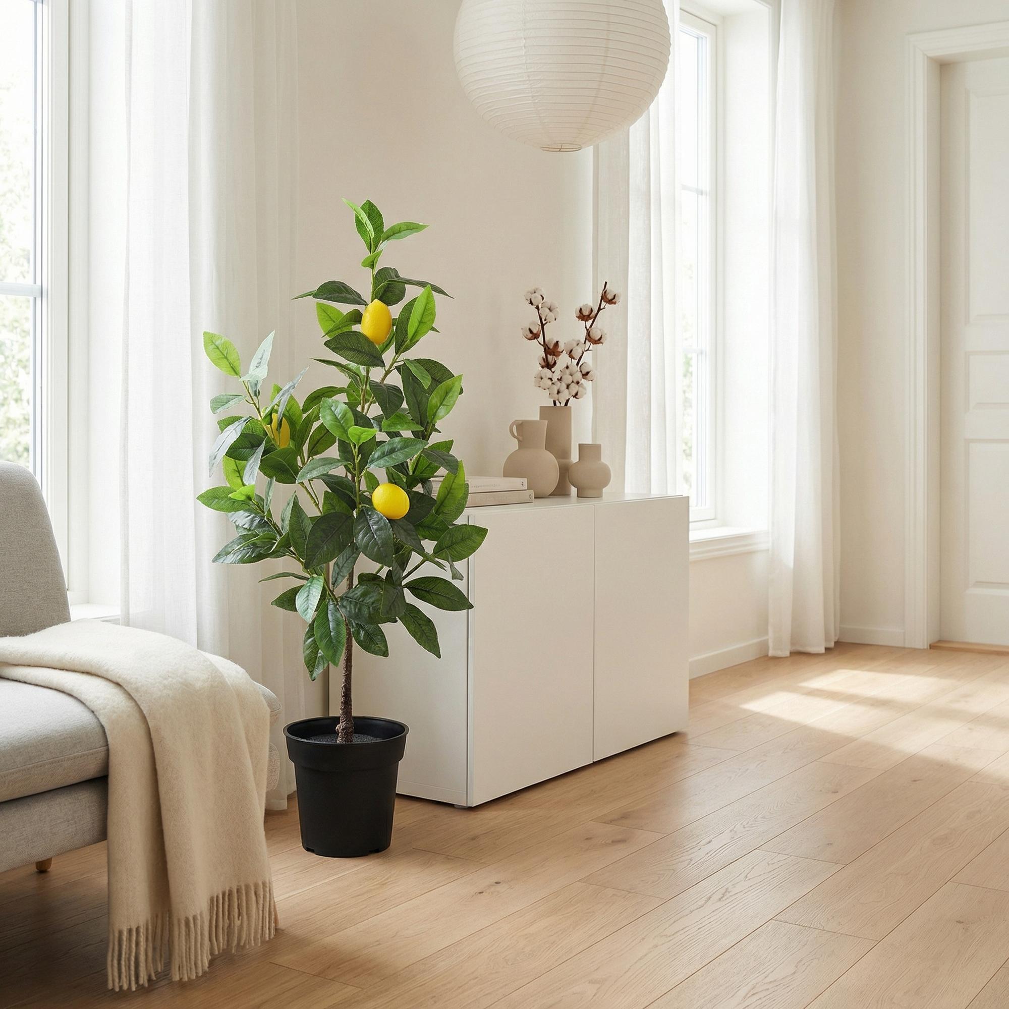 Kunstpflanze Zitronenbaum 65cm – künstlicher Lemon Tree – realistische Blätter & Zitronenoptik-3