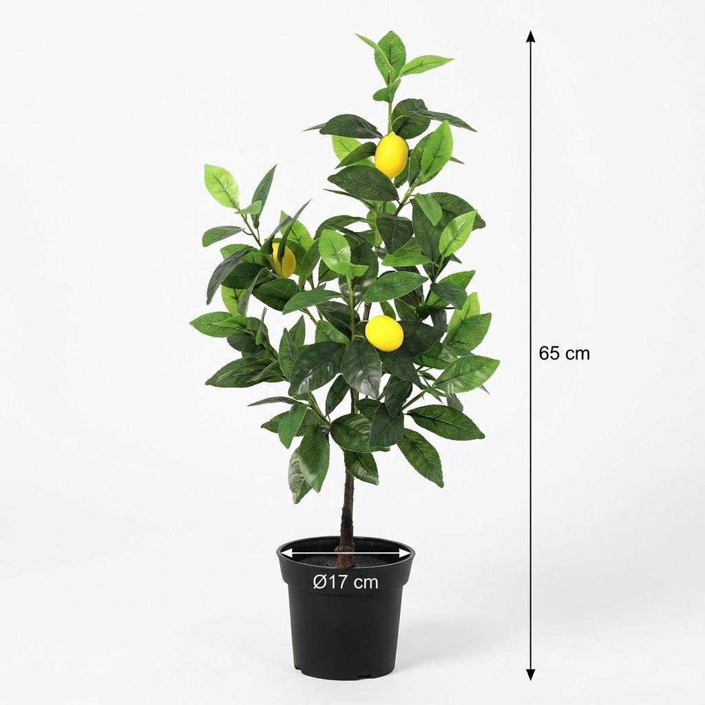 Kunstpflanze Zitronenbaum 65cm – künstlicher Lemon Tree – realistische Blätter & Zitronenoptik-1